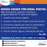 CARANGOLA JÁ CONTA COM O SINAL DE TV DIGITAL